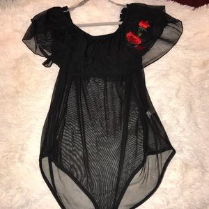 Rose mesh bodysuit